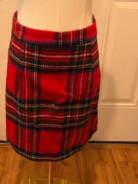 SHEIN Red Plaid Mini Skirt with Blue and Black Accents